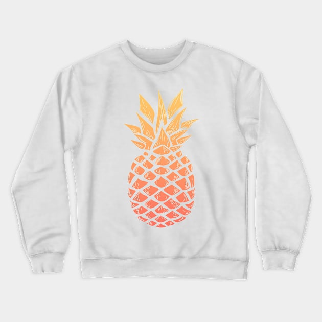 Tropical Hawaiian Pineapple Fruit - Living Coral Gradient Crewneck Sweatshirt by CaptainHobbyist